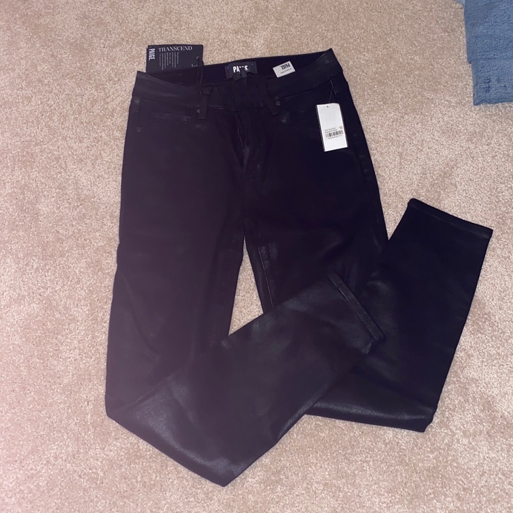 NWT Paige leather jeans